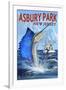 Asbury Park, New Jersey - Sailfish Deep Sea Fishing-Lantern Press-Framed Art Print