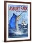 Asbury Park, New Jersey - Sailfish Deep Sea Fishing-Lantern Press-Framed Art Print