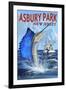 Asbury Park, New Jersey - Sailfish Deep Sea Fishing-Lantern Press-Framed Art Print