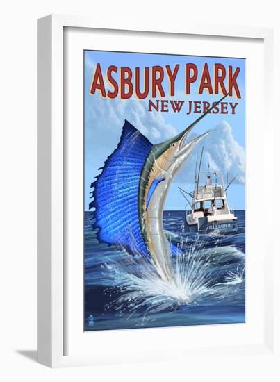 Asbury Park, New Jersey - Sailfish Deep Sea Fishing-Lantern Press-Framed Art Print