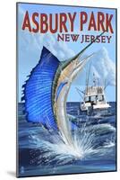 Asbury Park, New Jersey - Sailfish Deep Sea Fishing-Lantern Press-Mounted Art Print