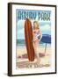 Asbury Park, New Jersey - Surfer Pinup Girl-Lantern Press-Framed Art Print