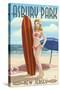 Asbury Park, New Jersey - Surfer Pinup Girl-Lantern Press-Stretched Canvas