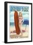 Asbury Park, New Jersey - Surfer Pinup Girl-Lantern Press-Framed Art Print