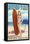 Asbury Park, New Jersey - Surfer Pinup Girl-Lantern Press-Framed Stretched Canvas