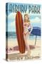 Asbury Park, New Jersey - Surfer Pinup Girl-Lantern Press-Stretched Canvas