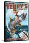 Asbury Park, New Jersey - Tarpon Fishing Pinup Girl-Lantern Press-Framed Stretched Canvas