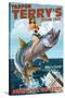 Asbury Park, New Jersey - Tarpon Fishing Pinup Girl-Lantern Press-Stretched Canvas