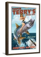 Asbury Park, New Jersey - Tarpon Fishing Pinup Girl-Lantern Press-Framed Art Print