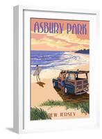 Asbury Park, New Jersey - Woody on the Beach-Lantern Press-Framed Art Print