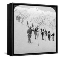 Ascending a Steep Snowfield, Stevens Glacier, Mount Rainier, Washington, USA-Underwood & Underwood-Framed Stretched Canvas