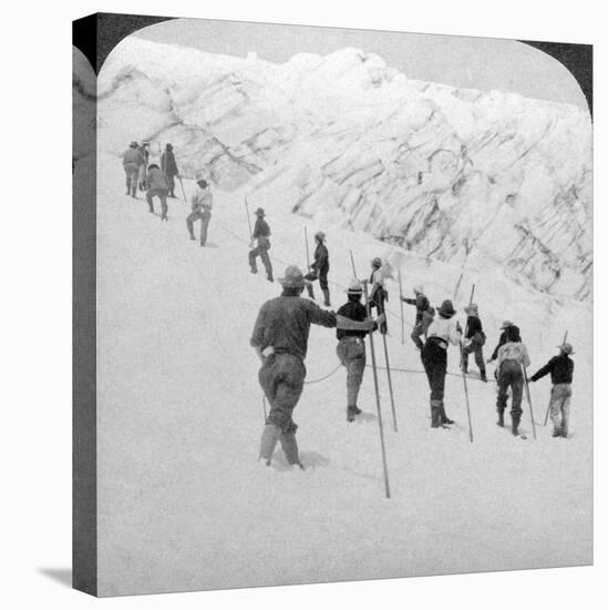 Ascending a Steep Snowfield, Stevens Glacier, Mount Rainier, Washington, USA-Underwood & Underwood-Stretched Canvas