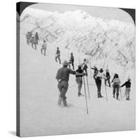 Ascending a Steep Snowfield, Stevens Glacier, Mount Rainier, Washington, USA-Underwood & Underwood-Stretched Canvas