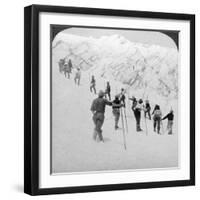 Ascending a Steep Snowfield, Stevens Glacier, Mount Rainier, Washington, USA-Underwood & Underwood-Framed Photographic Print