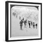 Ascending a Steep Snowfield, Stevens Glacier, Mount Rainier, Washington, USA-Underwood & Underwood-Framed Photographic Print