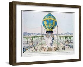 Ascent in Captive Hot Air Balloon Made by Pilatre De Rozier, Paris, October 1783-null-Framed Giclee Print