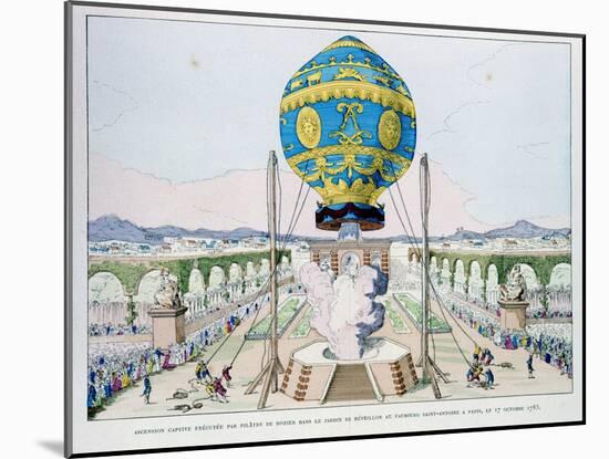 Ascent in Captive Hot Air Balloon Made by Pilatre De Rozier, Paris, October 1783-null-Mounted Giclee Print