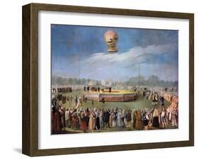 Ascent of a Balloon at the Court of Charles IV-Antonio Carnicero-Framed Giclee Print