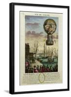 Ascent of a 'Mongolfiere' Hot Air Balloon at Calais in 1785-null-Framed Giclee Print