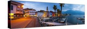 Ascona's Picturesque Lakeside Promenade and Boat Harbour Illuminated at Dusk, Ascona-Doug Pearson-Stretched Canvas