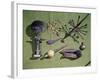 Ashanti Doll, Zulu Horn and Necklace,Yoruba Iron Instrument and Flask, Cameroon-null-Framed Photographic Print