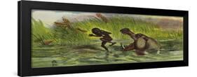 Ashanti Man Being Menaced by a Hippopotamus-Ernest Henry Griset-Framed Giclee Print