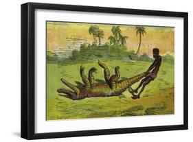 Ashanti Man Dragging a Sleeping Crocdile by the Tail-Ernest Henry Griset-Framed Giclee Print