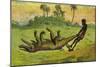 Ashanti Man Dragging a Sleeping Crocdile by the Tail-Ernest Henry Griset-Mounted Giclee Print