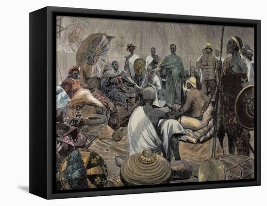 Ashanti Rulers Talking with British Officers. Ghana.-null-Framed Stretched Canvas