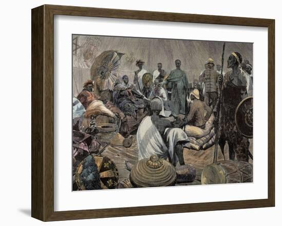 Ashanti Rulers Talking with British Officers. Ghana.-null-Framed Giclee Print