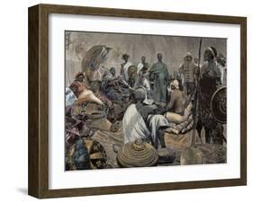 Ashanti Rulers Talking with British Officers. Ghana.-null-Framed Giclee Print