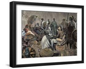 Ashanti Rulers Talking with British Officers. Ghana.-null-Framed Giclee Print