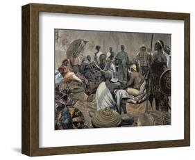 Ashanti Rulers Talking with British Officers. Ghana.-null-Framed Giclee Print