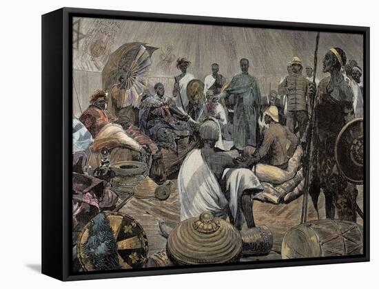 Ashanti Rulers Talking with British Officers. Ghana.-null-Framed Stretched Canvas