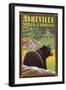 Asheville, North Carolina - Black Bear in Forest-Lantern Press-Framed Art Print