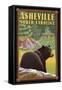 Asheville, North Carolina - Black Bear in Forest-Lantern Press-Framed Stretched Canvas