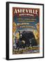 Asheville, North Carolina - Black Bear-Lantern Press-Framed Art Print