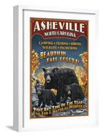 Asheville, North Carolina - Black Bear-Lantern Press-Framed Art Print