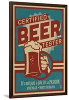 Asheville, North Carolina - Certified Beer Tester-Lantern Press-Framed Art Print