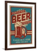 Asheville, North Carolina - Certified Beer Tester-Lantern Press-Framed Art Print