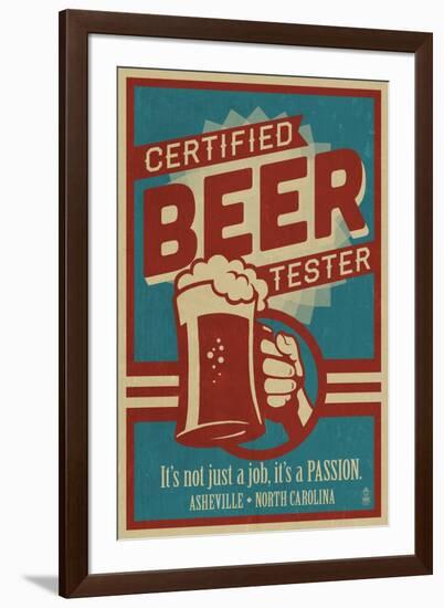 Asheville, North Carolina - Certified Beer Tester-Lantern Press-Framed Art Print