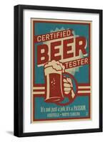 Asheville, North Carolina - Certified Beer Tester-Lantern Press-Framed Art Print