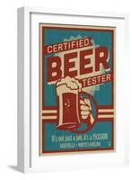 Asheville, North Carolina - Certified Beer Tester-Lantern Press-Framed Art Print