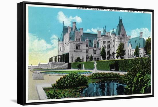 Asheville, North Carolina, Exterior View of the Biltmore Mansion with Lily Pools-Lantern Press-Framed Stretched Canvas