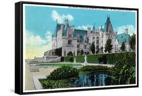 Asheville, North Carolina, Exterior View of the Biltmore Mansion with Lily Pools-Lantern Press-Framed Stretched Canvas