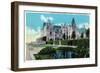 Asheville, North Carolina, Exterior View of the Biltmore Mansion with Lily Pools-Lantern Press-Framed Art Print