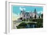 Asheville, North Carolina, Exterior View of the Biltmore Mansion with Lily Pools-Lantern Press-Framed Art Print