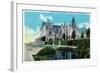 Asheville, North Carolina, Exterior View of the Biltmore Mansion with Lily Pools-Lantern Press-Framed Art Print