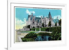 Asheville, North Carolina, Exterior View of the Biltmore Mansion with Lily Pools-Lantern Press-Framed Art Print