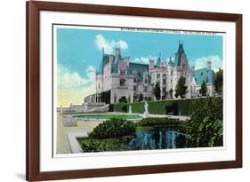 Asheville, North Carolina, Exterior View of the Biltmore Mansion with Lily Pools-Lantern Press-Framed Art Print